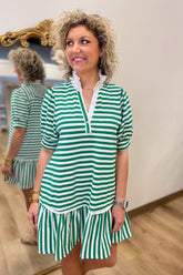 Umgee Striped Dress Green
