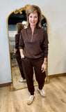 Softies Dreamtech 1/4 Zip Jogger Set Espresso