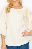 Joh Walynn Pearl Ribbon Bow Top Cream