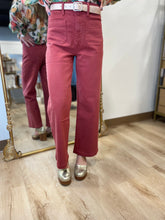 Just Black Denim Patch Pocket Wide Leg Jean Burgundy