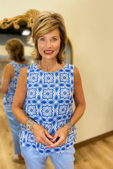 Charlie B Sleeve Linen Top Illusion