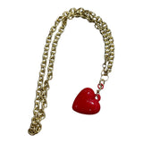 Red Heart Necklace 24" Gold Chain