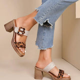 Wedge Heel Mules Leopard