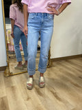 High Rise Crop Slim Straight Leg Jean