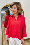 Claire Split Neck Blouse Red