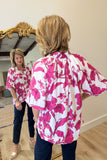 Umgee Fuchsia Blooms Blouse