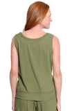 Multiples Woven Tank Olive