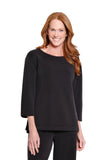 Multiples 3/4 Sleeve Knit Top Black