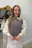Karlie Pleat Ruffle Trim Blouse Ivory