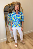 Color Burst Top Blue