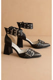 Lux Double Buckle Heel Charcoal