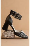 Lux Double Buckle Heel Charcoal