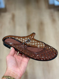 Nemo Jelly Mary Jane Flats Woven Lattice Mesh Shoes Brown