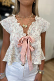 April Flowers Bow Top Blush