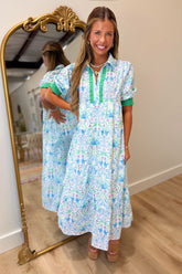 Umgee Capri Garden Midi Dress Green