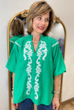 Umgee Embroidery Detail Top Green