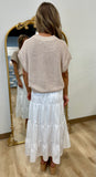 Airy Twist Sweater Combo Dress White