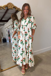 Umgee Orange Blooms Dress Cream