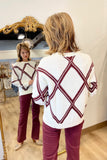 Charlie B Diamond Intarsia Sweater Cabernet