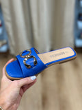 Venus Slide Sandal w Chain Accent Royal Blue