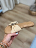 Bamboo Ruffled Band Sandal Natural Raffia