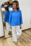 Claire Split Neck Blouse Periwinkle