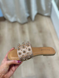 Empress Embellished Raffia Slide Sandal