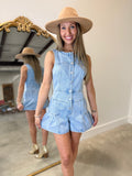 Ranch Style Romper Light Blue
