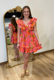Botanic Breeze Mini Dress Coral