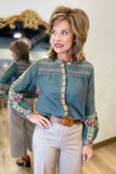 Another Love Makenna Embroidered Top Green