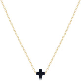 E Newton 16" Signature Cross Small Necklace Navy