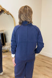 Multiples Raglan LS Mock Neck Top Midnight