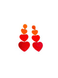 Triple Heart Earrings Red
