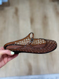 Nemo Jelly Mary Jane Flats Woven Lattice Mesh Shoes Brown
