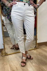 APNY Frayed Tulip Hem Pant Natural