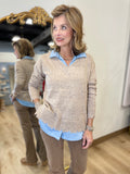 Charlie B Combo Sweater Oat Flecks