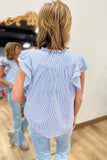 Pinstripe Delight Top Blue