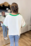 Contrast Band French Terry Top Cream Green