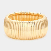 Wide Ribbed Metal Bar Bracelet Various