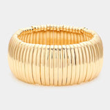 Wide Ribbed Metal Bar Bracelet Various