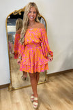 Kaci Floral Bea Smocked Mini Dress Orange