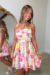 Garden Grace Eyelet Ruched Dress Multi