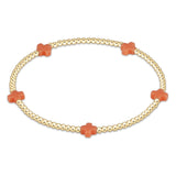 E Newton Signature Cross Small Gold Pattern 2mm Bead Bracelet Coral