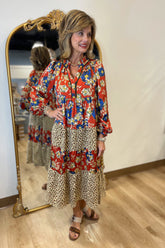 Umgee Mixed Media Long Sleeve Dress