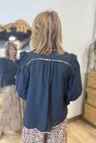 Umgee Ruffle Shoulder Blouse Teal