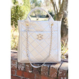 Caroline Hill Kinzley Tote Pearl Quilted LD