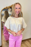 Dress It Up Top Metallic Pearl