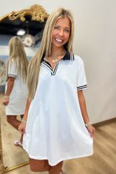 Umgee Chic Polo Mini Dress White