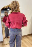 Maroon Moon Puff Sleeve Blouse