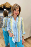 Foxcroft Taylor Ombre Stripe 3/4 Sleeve Shirt